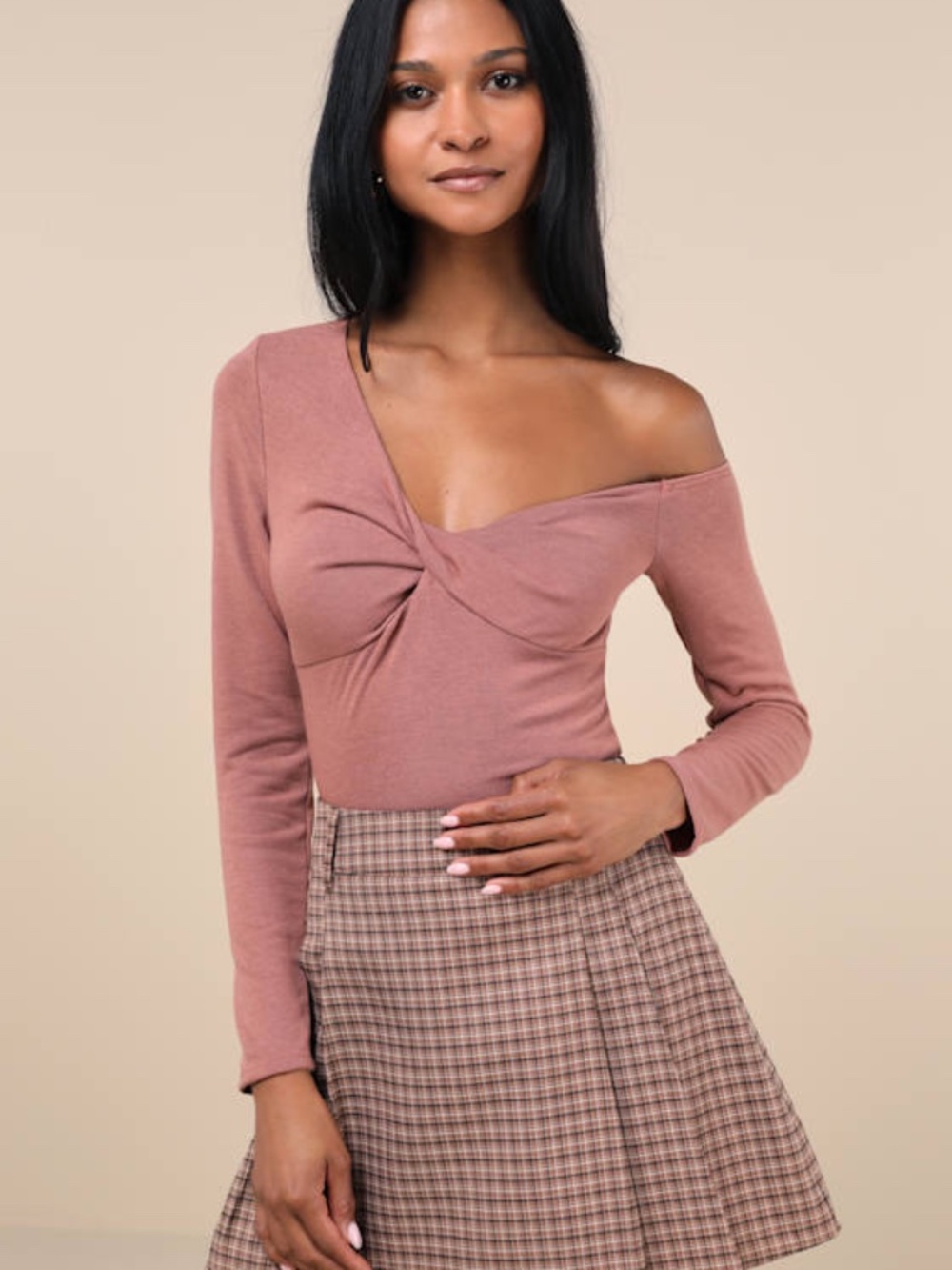 Lulus Adorable Simplicity Rusty Rose One-shoulder Sweater Top Pink - Size L